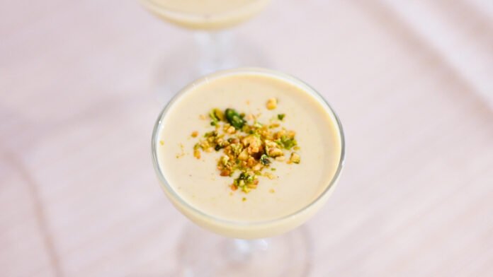 Pistacho Coquito in Coupe Glass