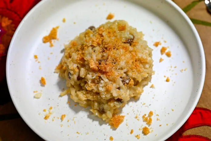 Plated risotto de gandules