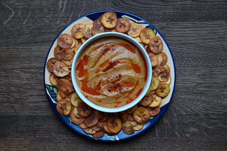 gandules hummus with platanutres